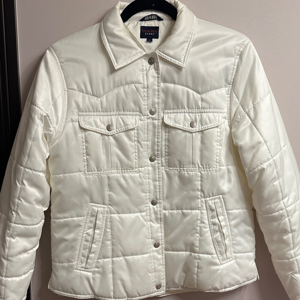 Tommy Hilfiger Women's white trucker Puffer Jacket